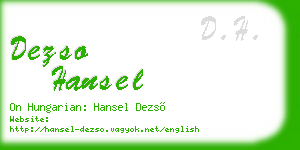 dezso hansel business card